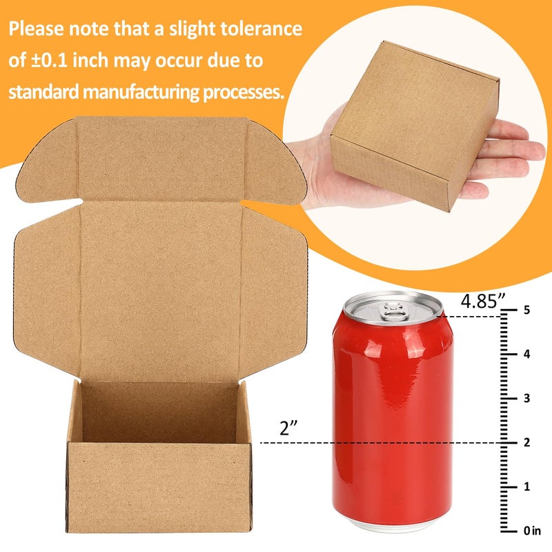 Eupako Small Shipping Boxes 4x4x2 Inches - 50 Pack Brown Corrugated Cardboard boxes for Packaging Small Business, Mailer Box - Image 3